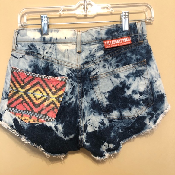 The Laundry Room Acid Wash High Waisted Shorts - Picture 1 of 7